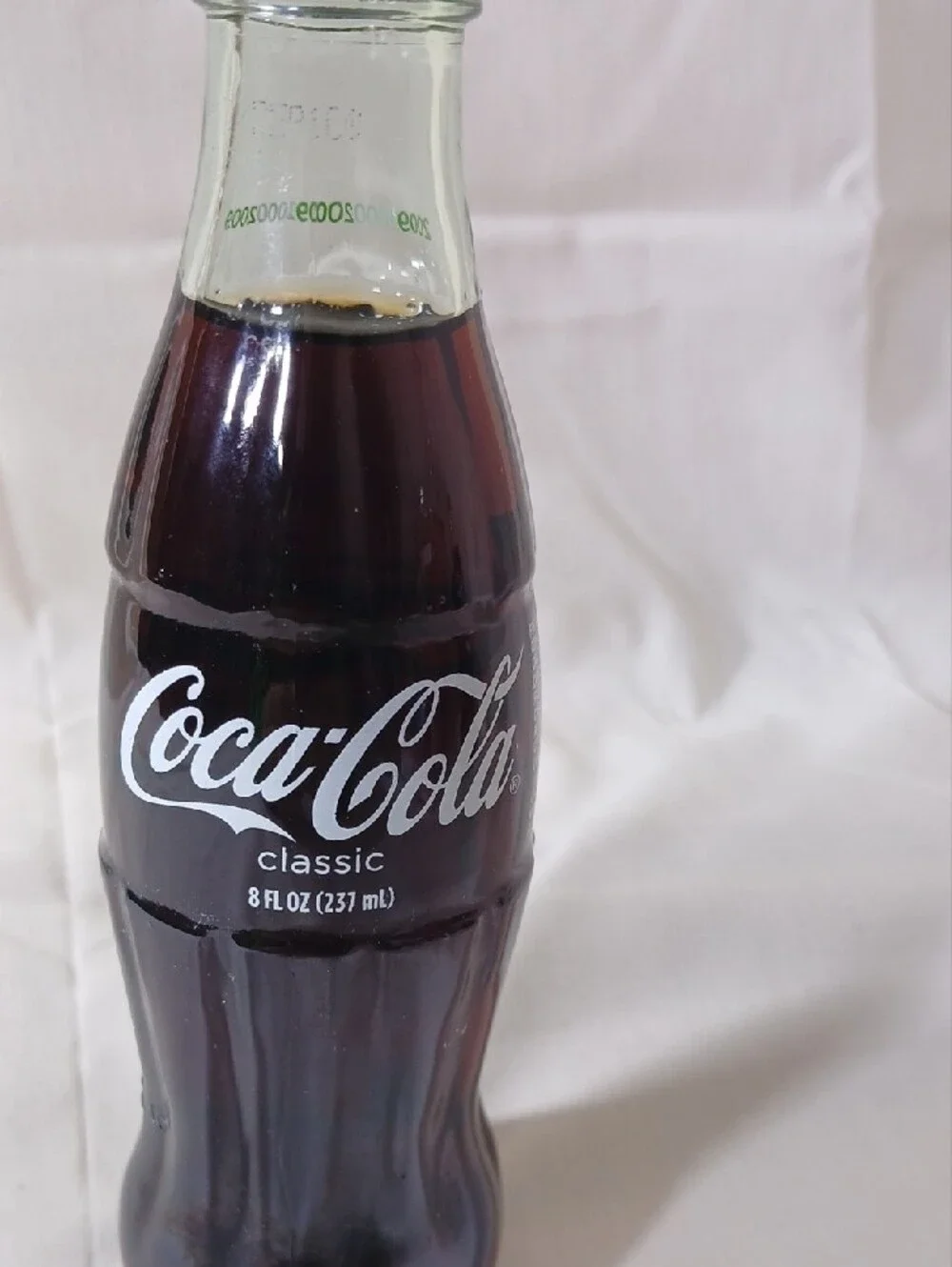 Coca Cola Vintage-Style Glass Bottle with Red Cap and White Logo